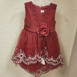 BRAND NEW BOUTIQUE wine-color lace sleeveless formal kids with tulle bottom